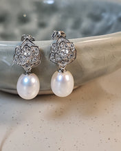 Load image into Gallery viewer, Freshwater Cultured Drop Pearl Earrings, Sterling Silver
