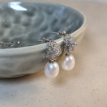 Load image into Gallery viewer, Freshwater Cultured Drop Pearl Earrings, Sterling Silver