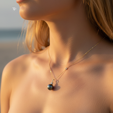 Load image into Gallery viewer, Tahitian (Black) Pearl & Diamonds Pendant, 18k Yellow Gold