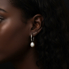 Load image into Gallery viewer, Freshwater Drop Pearl Hook Earrings, Sterling Silver