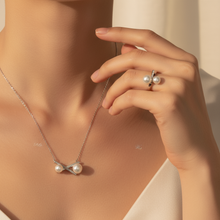 Load image into Gallery viewer, Freshwater Pearls Set, X Design, Sterling silver