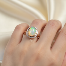 Load image into Gallery viewer, Vintage Style Natural Opal Ring, Sterling Silver