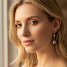 Load image into Gallery viewer, Edison Baroque Pearl Antique Hook Earrings, Sterling Silver