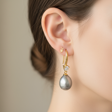 Load image into Gallery viewer, Multi_coloured Freshwater Pearl Hook Earrings, Sterling Silver