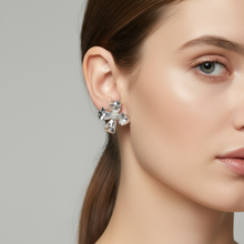 Load image into Gallery viewer, 3D Flower Stud Earrings, Sterling Silver