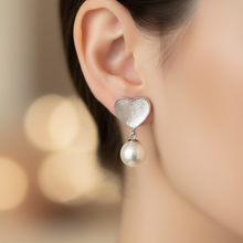 Load image into Gallery viewer, Heart_shape Mother of Pearl & Freshwater Pearl Earrings