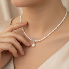 Load image into Gallery viewer, Feshwater Cultured Pearl Strand With Pendant , Sterling Silver Fower Clasp