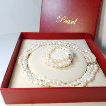 Load image into Gallery viewer, Tree Row Freshwater Pearl Necklace Set, Sterling Silver