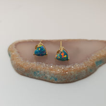 Load image into Gallery viewer, Green Created Opal Stud Earrings, Sterling Silver