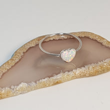 Load image into Gallery viewer, Heart Shape White Created Opal, Sterling Silver