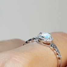 Load image into Gallery viewer, White Created Opal Ring, Sterling Silver