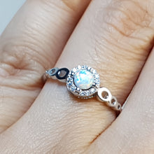 Load image into Gallery viewer, White Created Opal Ring, Sterling Silver