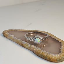 Load image into Gallery viewer, White Created Opal Ring, Sterling Silver