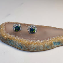 Load image into Gallery viewer, Lab Created Opal Stud Earrings, Sterling Silver