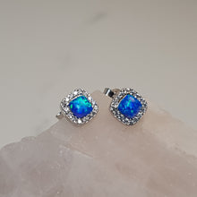 Load image into Gallery viewer, Lab Created Opal Stud Earrings, Sterling Silver