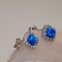 Load image into Gallery viewer, Lab Created Opal Stud Earrings, Sterling Silver