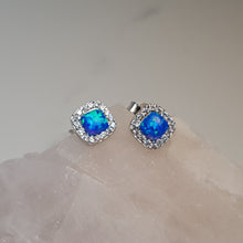 Load image into Gallery viewer, Lab Created Opal Stud Earrings, Sterling Silver