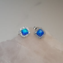Load image into Gallery viewer, Lab Created Opal Stud Earrings, Sterling Silver