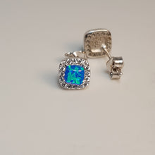 Load image into Gallery viewer, Lab Created Opal Stud Earrings, Sterling Silver