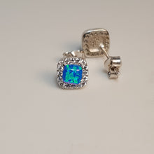 Load image into Gallery viewer, Lab Created Opal Stud Earrings, Sterling Silver