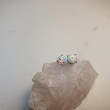 Load image into Gallery viewer, Round Created White Opal Stud Earring, Sterling Silver