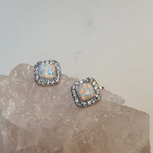 Load image into Gallery viewer, Lab Created Opal Stud Earrings, Sterling Silver