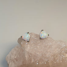 Load image into Gallery viewer, White Created Opal Stud Earrings, Sterling Silver