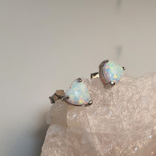 Load image into Gallery viewer, White Created Opal Stud Earrings, Sterling Silver