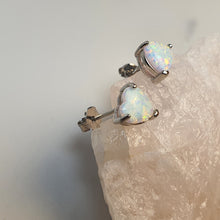 Load image into Gallery viewer, White Created Opal Stud Earrings, Sterling Silver