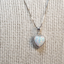 Load image into Gallery viewer, White Created Opal Necklace, Sterling Silver