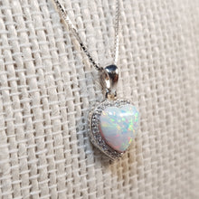 Load image into Gallery viewer, White Created Opal Necklace, Sterling Silver