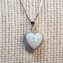 Load image into Gallery viewer, White Created Opal Necklace, Sterling Silver