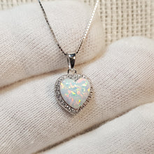 Load image into Gallery viewer, White Created Opal Necklace, Sterling Silver