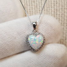 Load image into Gallery viewer, White Created Opal Necklace, Sterling Silver