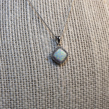 Load image into Gallery viewer, Created Diamond Opal Necklace , Sterling Silver