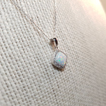 Load image into Gallery viewer, Created Diamond Opal Necklace , Sterling Silver