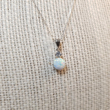 Load image into Gallery viewer, White Created Opal Pendant+ Chain, Sterling Silver