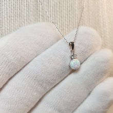 Load image into Gallery viewer, White Created Opal Pendant+ Chain, Sterling Silver
