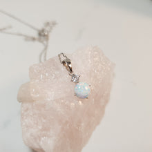 Load image into Gallery viewer, White Created Opal Pendant+ Chain, Sterling Silver