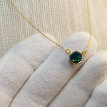 Load image into Gallery viewer, Round Created Opal Necklace, Sterling Silver