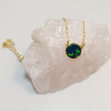 Load image into Gallery viewer, Round Created Opal Necklace, Sterling Silver