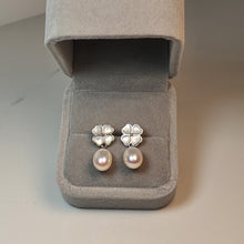 Load image into Gallery viewer, Floral Mother Of Pearl & Drop Pearl Earrings, Sterling Silver