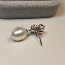 Load image into Gallery viewer, Floral Mother Of Pearl & Drop Pearl Earrings, Sterling Silver