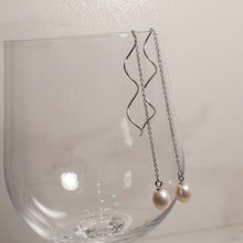Load image into Gallery viewer, Freshwater Drop Pearl Thread Earrings, Sterling Silver