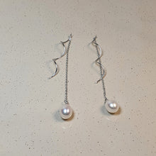 Load image into Gallery viewer, Freshwater Drop Pearl Thread Earrings, Sterling Silver