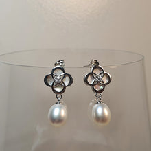 Load image into Gallery viewer, Freshwater Drop Pearl Floral Earring, Sterling Silver
