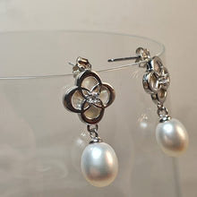 Load image into Gallery viewer, Freshwater Drop Pearl Floral Earring, Sterling Silver