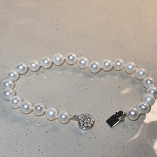 Load image into Gallery viewer, Freshwater Cultured Pearl Floral Bracelet, Sterling Silver