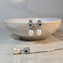 Load image into Gallery viewer, Freshwater Drop Pearl Necklace & Earrings Set, Sterling Silver