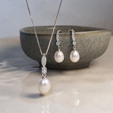 Load image into Gallery viewer, Freshwater Drop Pearl Necklace & Earrings Set, Sterling Silver